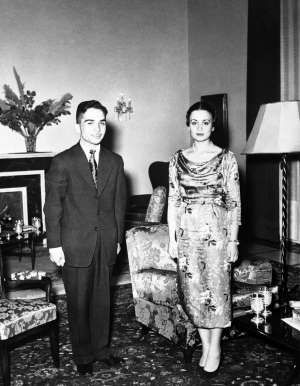 Pre-Wedding photograph of King Hussein of Jordan and Princess Dina bint 'Abdul-Hamid. Dated 1955. (Photo by: Photo 12/UIG via Getty Images)